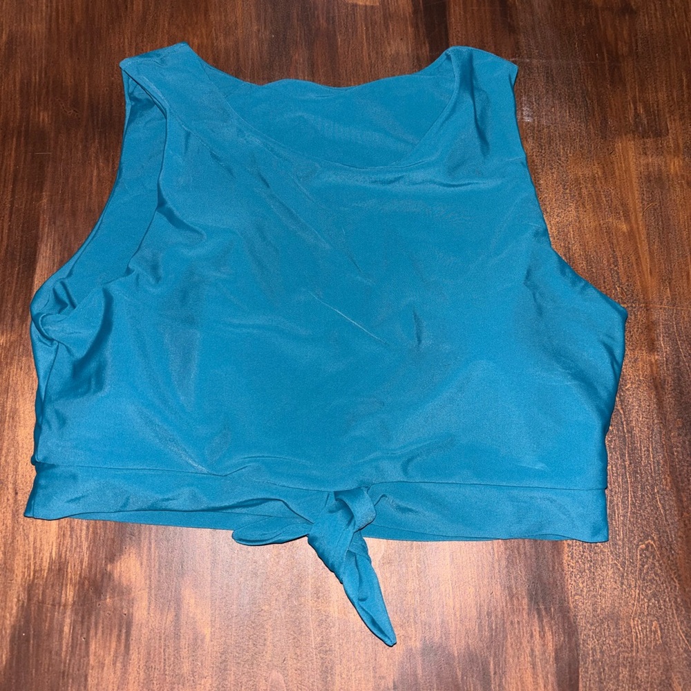 Teal Tie-Front bikini Top